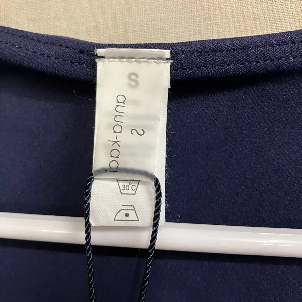 Anna-Kaci Women Small Navy Blue Active Square Neck Wide Straps Cropped Tank Top